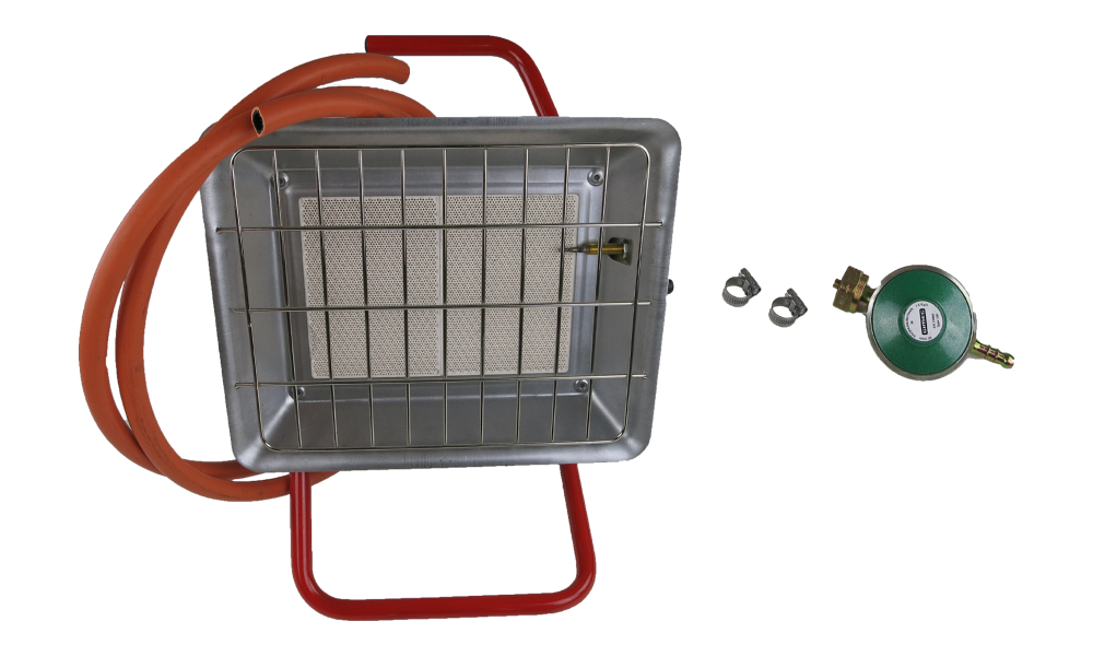 Alke Europa heater, red tripod, complete incl. 2 meter gas hose and reduce 50mbar